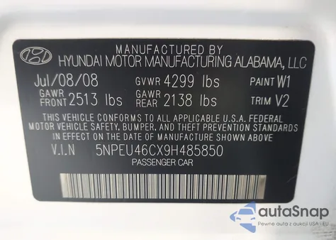 2009 Hyundai Sonata Limited from USA, damaged, VIN 5NPEU46CX9H485850